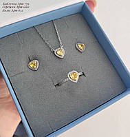 Набір: каблучка + сережки + кольє (різні камінчики)