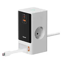 Сетевое зарядное устройство для телефона Baseus PowerCombo Digital PowerStrip Glacier White (PSLR000602) 65W +