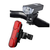 Набор велосипедных фонарей на аккумуляторе передняя фара и задний стоп Feel Fit