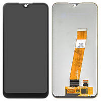 Дисплей Samsung SM-A015 / M015 Galaxy A01 / M01 в сборе с сенсором black service orig (узкий коннект