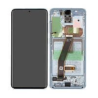 Дисплей Samsung SM-G980 / G981 Galaxy S20 4G / 5G в сборе с сенсором и рамки Cloud Blue service orig