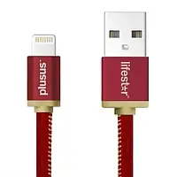 Дата-кабель PlusUs LifeStar 1m USB (тато) - Lightning (тато) Red