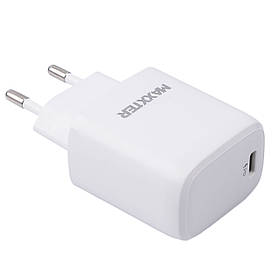 Мережевий зарядний пристрій, 1 USB + кабель Type-C to Lighting (PD 20 W) Maxxter WC-PD-CtL-01 — MegaLavka
