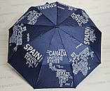 Жіноча парасоля напівавтомат однотонна з написами країн світу по куполу, фото 4