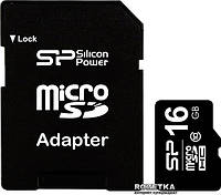 Карта памяти Silicon Power SP016GBSTH010V10SP 16GB microSDHC С адаптером Class 10 V10