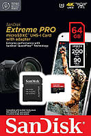 Карта памяти SanDisk 64GB microSDXC C10 UHS-I U3 R200/W90MB/s Extreme P