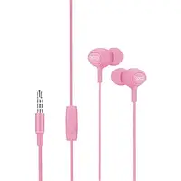 Проводные наушники XO S6 Pink вакуумные с микрофоном