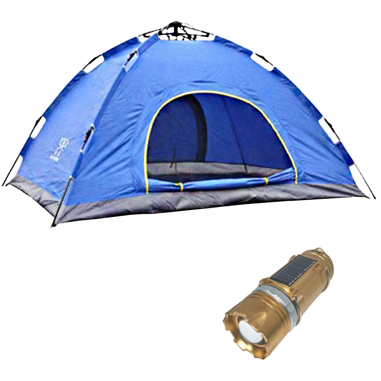 Автоматичний намет Camping Spot 4-місний водонепроникний Синій + Фолар для кемпінгу SB-9688Solar