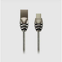 Дата-кабель Canyon Stylish Metal Sync & Charge USB Type-A (тато)  -  USB Type-C (тато) 1m Black Gray
