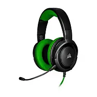 Накладные наушники Corsair HS35 Black Green проводные с микрофоном