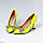 Яскраві ефектні неонові жовті туфлі на зручному каблучці вузький носик, фото 4