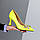 Яскраві ефектні неонові жовті туфлі на зручному каблучці вузький носик, фото 9