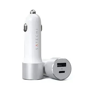 Автомобільний адаптер для телефона Satechi ST-TCPDCCS Silver (2xUSB 72W Type-C PD Car Charger адаптер)