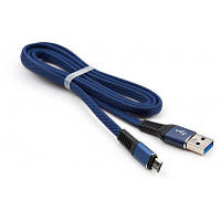 Дата-кабель Vinga USB 2.0 (тато)  -  Micro-USB (тато), 1m Blue (VCPDCMFNB1B)