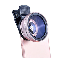 Об'єктив Макро лінза для телефону 2в1 APEXEL 0,45x 4k HD 100 мм Макрооб'єктив ширококутний (APL-0.45XWM)