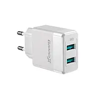 Адаптер питания для телефона Grand-X CH-50W White (2xUSB 2.4А с защитой от перегрузки)