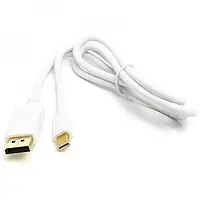 Відео-кабель PowerPlant CA911868 DisplayPort (тато) - mini DisplayPort (тато) White