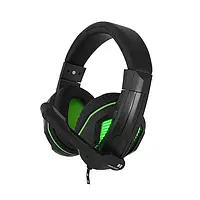 Накладные наушники Gemix N2 Black Green проводные с микрофоном