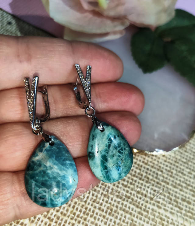 купить украшения с натуральной амазониом флюорит сережки яшма