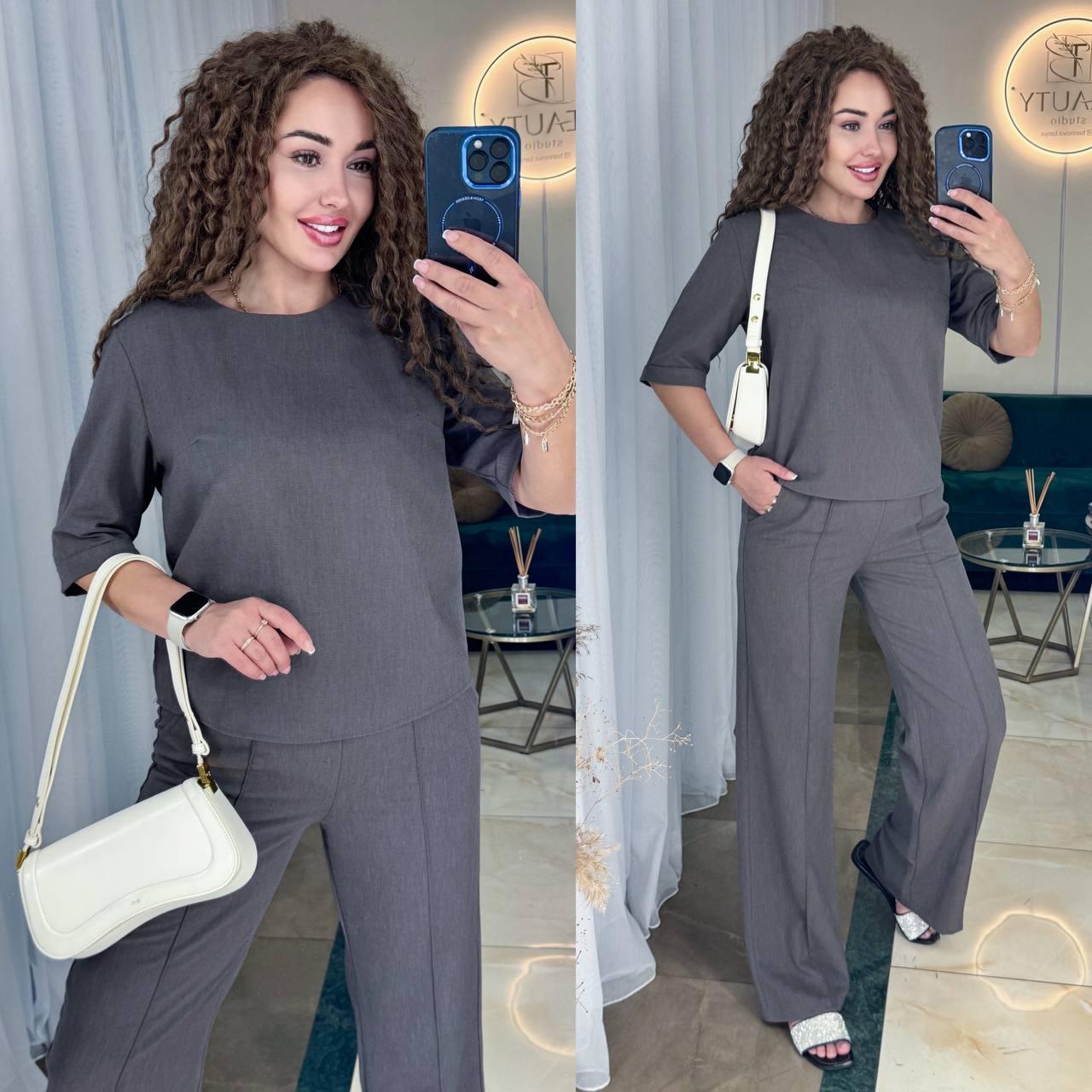 Костюм жіночий лляний кофта і штани вільного крою (Норма і полубатал), фото 1