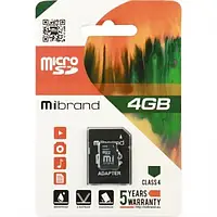 Карта памяти Mibrand MICDC4/4GB-A Black 4GB microSDHC Class 4