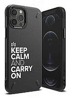 Чехол-накладка Ringke Onyx Design для Apple iPhone 12/12 Pro Black Keep Calm and Carry On