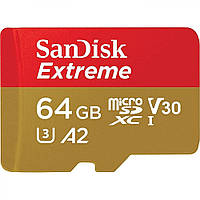 Карта памяти SanDisk 64GB microSDXC UHS-I U3 V30 A2 Extreme (SDSQXAH-064G-GN6MA)