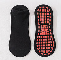 Короткие носки для йоги, фитнеса, пилатеса, стретчинга с нескользящим покрытием (сверху сеточка) р39-43 black
