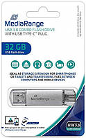 Флеш память MediaRange Combo Flash Drive MR936 Silver 32GB Type-C/USB 3.0