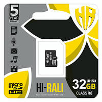 Карта Пам'яті Hi-Rali MicroSDXC 32gb UHS-3 10 Class (Чорний)