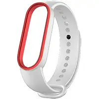 Ремешок для фитнес-браслета UWatch Double Color Replacement Silicone Band For Xiaomi Mi Band 5 White/Red Line