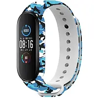 Ремешок для фитнес-браслета UWatch TPU Replacement Print Design Wrist Strap for Mi Band 5 Military Blue