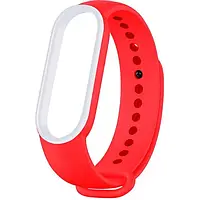 Ремешок для фитнес-браслета UWatch Double Color Replacement Silicone Band For Xiaomi Mi Band 5 Red/White Line