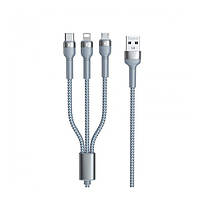 Дата-кабель Remax Jany Series 3в1 USB (тато) - Type-C/Lightning/Micro-USB (тато) 1.2m Silver (RC-124TH)