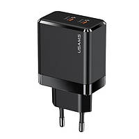 Адаптер питания для телефона USAMS T54 Black US-CC172 GaN double USB-C QC&PD3.0 40W 3A (CC172TC01)