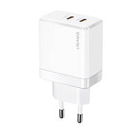 Адаптер питания для телефона USAMS T54 White US-CC172 GaN double USB-C QC&PD3.0 40W 3A (CC172TC02)