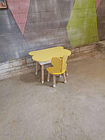 Детский столик полу облако и стульчик Бабочка Жёлтый+белый МДФ