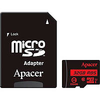 Карта памяти Apacer microSDHC 32GB UHS-I Class 10 (AP32GMCSH10U5-RA) Black + SD-adapter