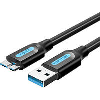 Дата-кабель Vention PVC Round nickel-plated USB (тато) - micro USB Type-B (тато) 1.5m Black (COPBG)