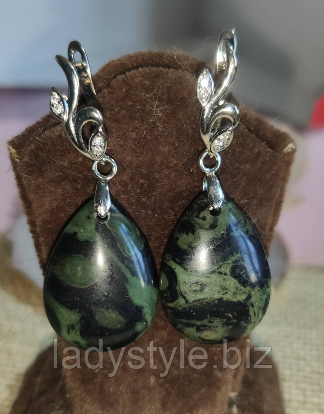 серьги с яшмой камамба от студии LadyStyle.Biz купить натуральную амазонит флюорит камамба яшма сережки украшения бирюза купить