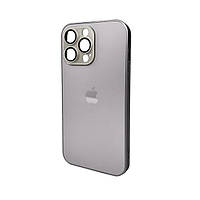 Чехол-накладка AG Glass Matt Frame Color Logo for Apple iPhone 15 Pro Max Titanium Gray