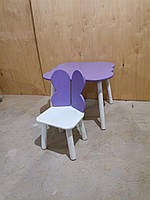 Детский столик облако и стульчик Бабочка Фиолетовый+белый МДФ