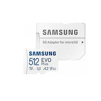 Карта памяті Samsung microSDXC (MB-MC512KA/EU) 512 GB Class 10 UHS-I U3 V30 A2 EVO Plus + SD Adapter