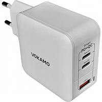 Адаптер питания для телефона Vokamo 2хType-C, 1хUSB Spow GaN 66W White (VKM30031)