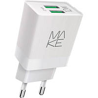 Адаптер питания для телефона Make MCW-221WH White 2.4A 2xUSB Auto-ID