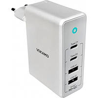 Адаптер питания для телефона Vokamo 2xType-C, 2xUSB Spow GaN 100W White (VKM30030)