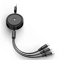 Дата-кабель Jellico B19 3 in 1 USB (тато)  -  USB Type-C/Lightning/microUSB (тато) 1.2m Black 3.1A