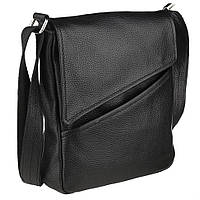 Кожаная сумка на плечо с клапаном из флотара FA-1302-4lx 25.5 × 22 × 4 Черный DU, код: 7005561
