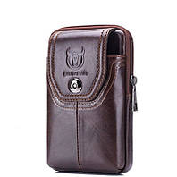 Напоясная сумка-чехол для смартфона T1398 Bull из натуральной кожи 15 × 9.5 × 2 Коричневый UD, код: 6832818