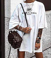 Сукня-футболка жіноча прямого крою у білому кольорі (Норма), фото 2